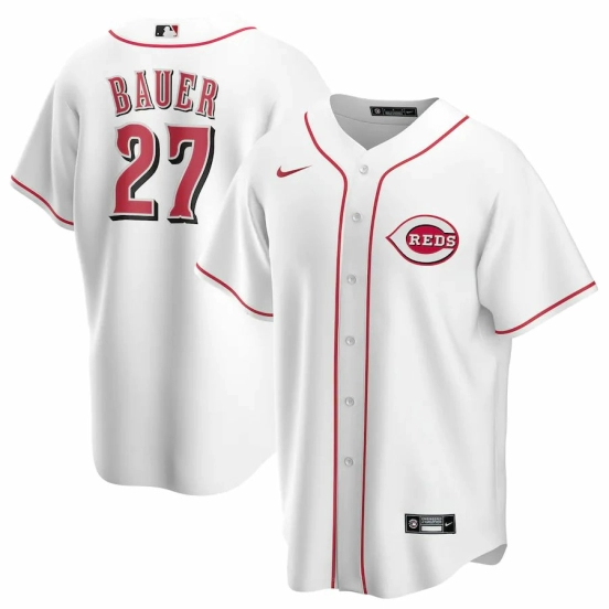 Men's Trevor Bauer White Home 2020 Player Team Jersey