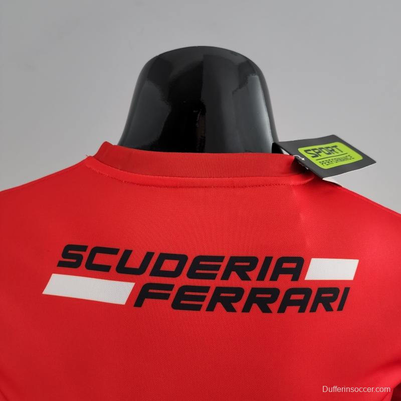 2022 F1 Ferrari  RED T-shirts Full Sponsor #0007