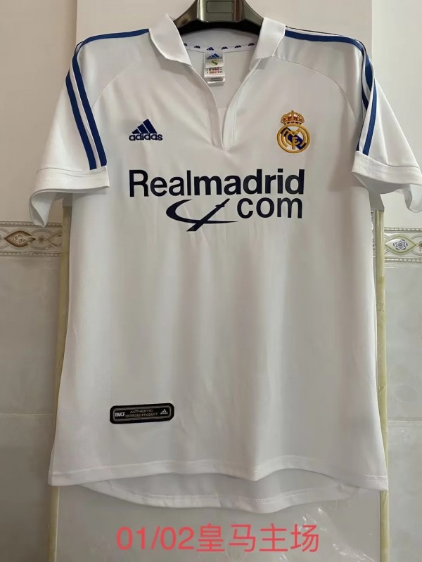 Retro 01/02 Real Madrid Home Jersey League Version With Sponsor