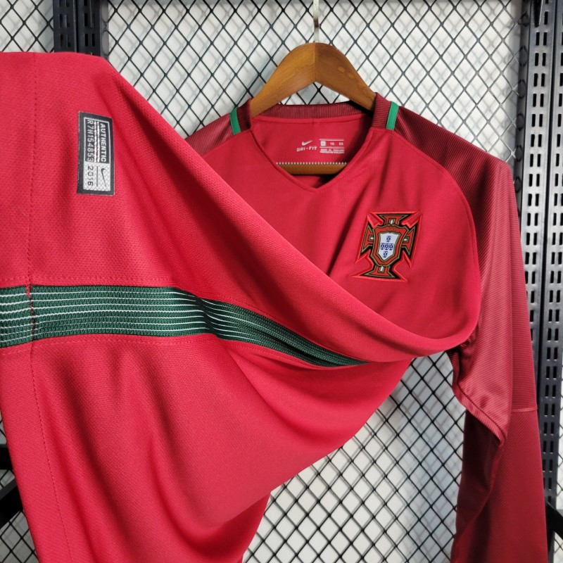 Retro 2016  Portugal Home Long Sleeve Jersey