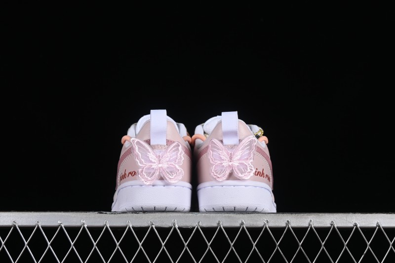 Nike Court Borough Low-Top Slip-Resistant Skate Shoes with Custom Rose Pink Hand-Painted Design - DQ5979-100