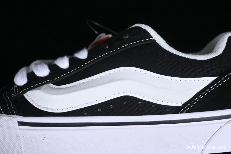 Vans Classics Knu Skool Coca-Cola Collaboration Black White Embroidery Chunky Tongue Sneakers - VN0009QC6BTI