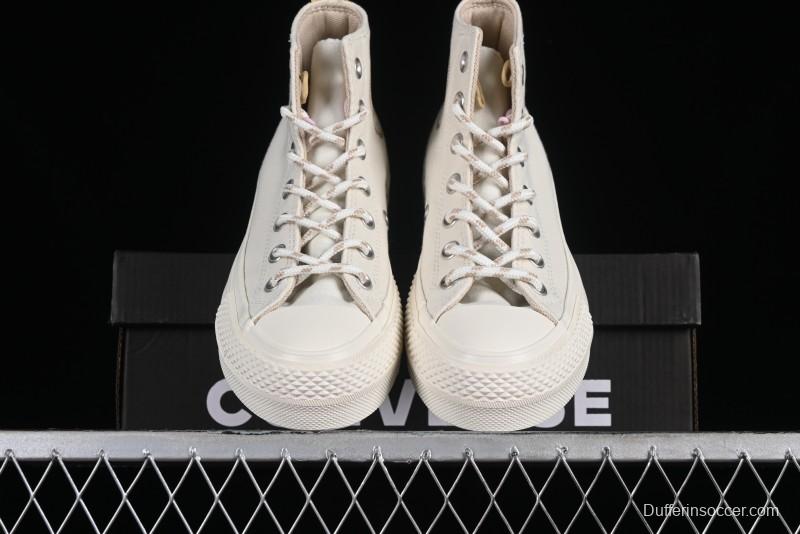 Converse Chuck All Star Lift Platform Utility White High Top Breathable Canvas Casual Shoes - A08767C