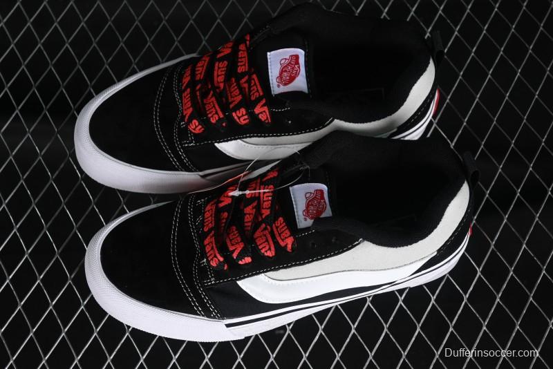 Vans Classics Knu Skool Patchwork Letter Lace-Up Chunky Tongue Platform Sneakers - VN0009QCBLK