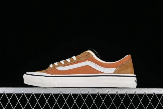 Vans Old Skool Reissue 136 High-End Series Round Toe Orange Canvas Vulcanized Shoes - VN000MT6BKQ
