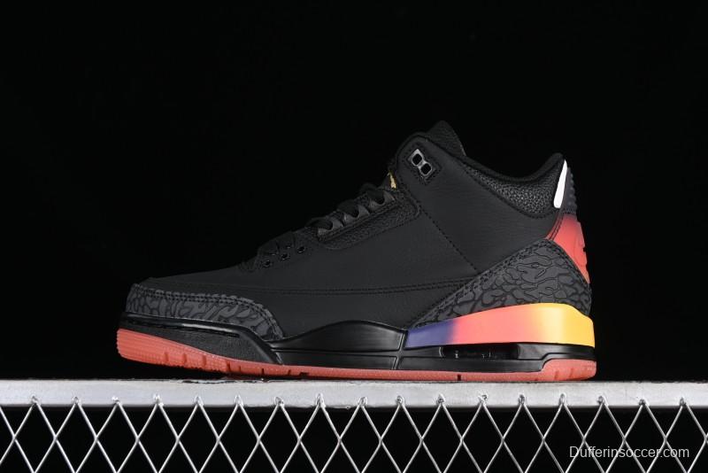 Nike Air Jordan 3 Retro "Rio" Collaboration Sneakers with Gradient Heel and J Balvin Logo - FN0344-001