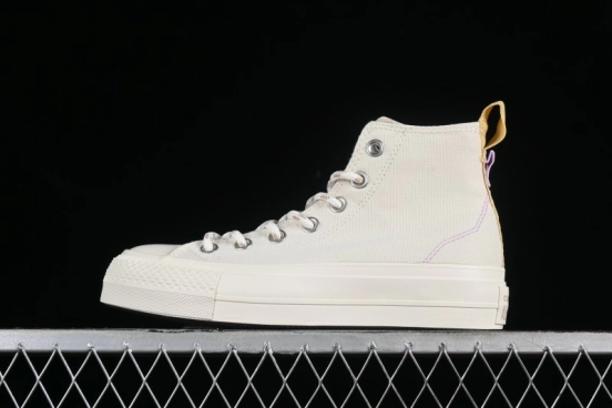 Converse Chuck All Star Lift Platform Utility White High Top Breathable Canvas Casual Shoes - A08767C