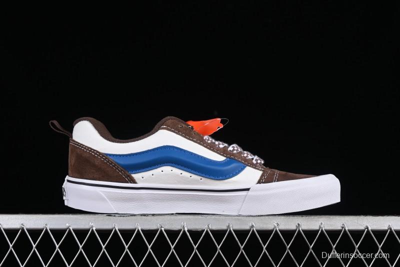 Vans Classics Knu Skool White Blue Brown Colorblock Chunky Tongue Skate Shoes - VN0009QCDMV