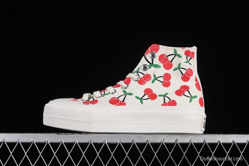 Converse Chuck 1970s Official Cherry Embroidery Platform Vulcanized Canvas Sneakers - A08096C