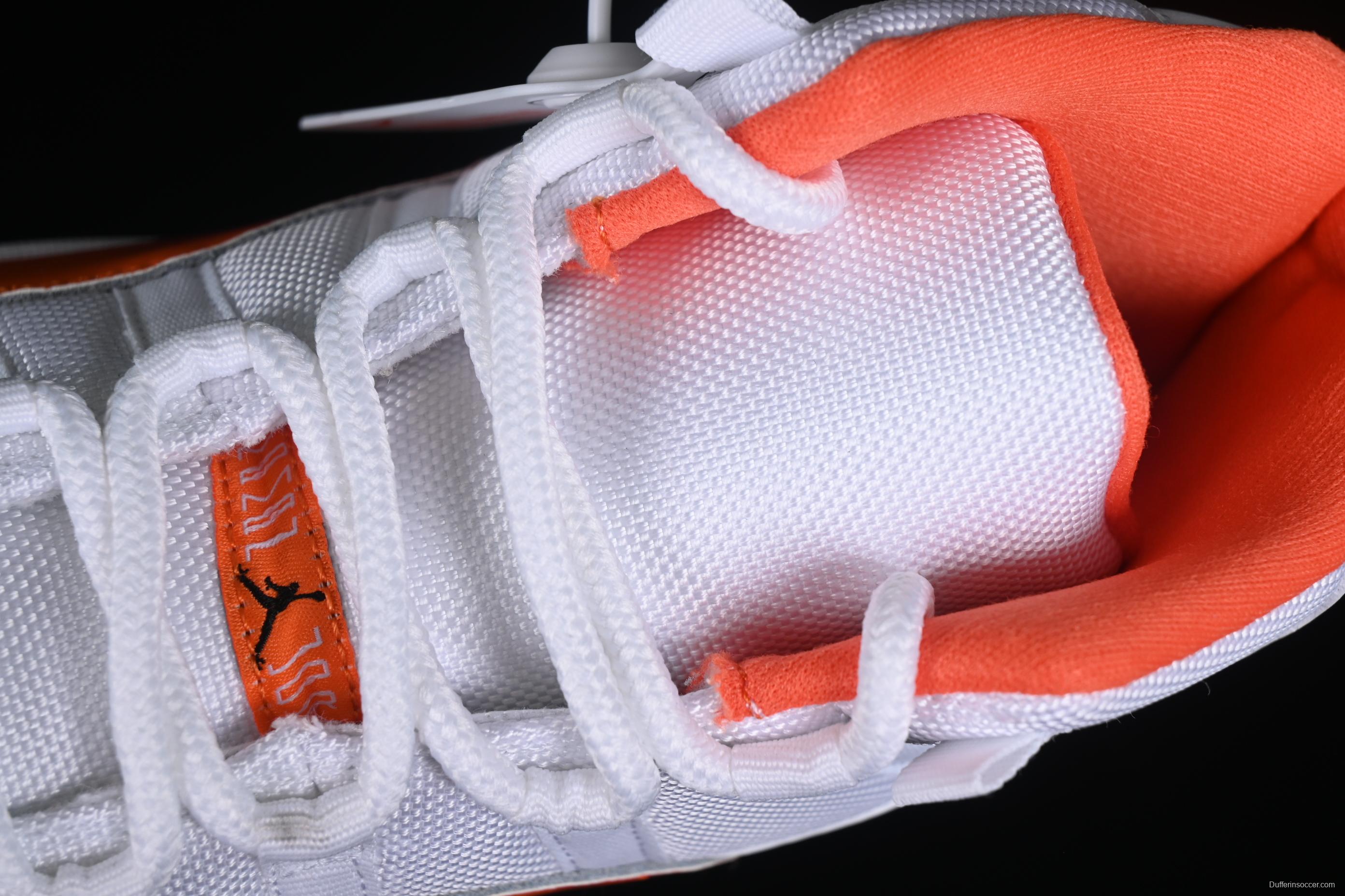 Nike Air Jordan 11 Retro Basketball Shoes with White Orange Design - 378037-002