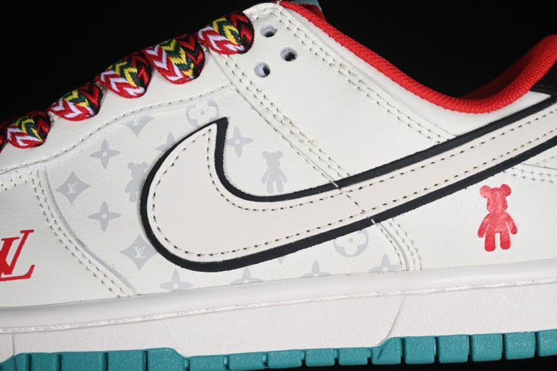 Nike SB Dunk Low LV Collaboration - Beige Violent Bear Anniversary High-End Custom Low-Top Casual Skate Shoes - SJ2068-240