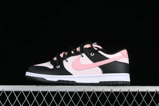 Nike Dunk Low Custom Deconstructed Strap Casual Sneakers in Black Pink - CW1590-100
