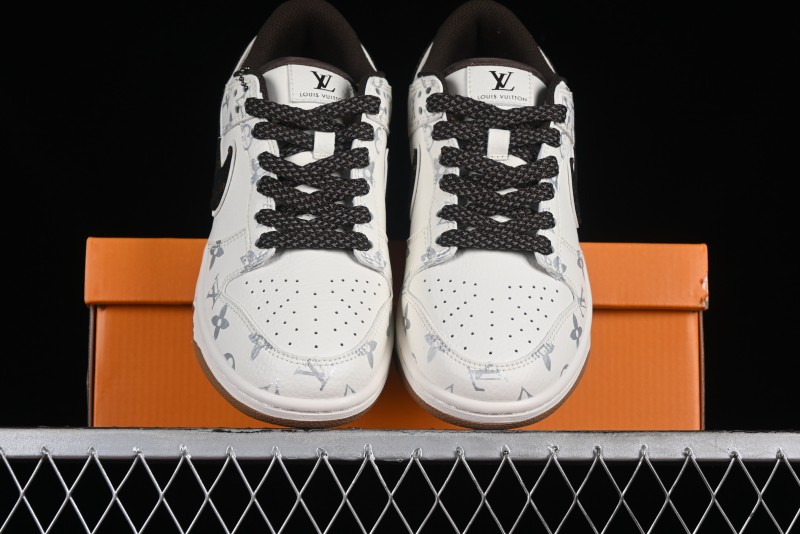 Nike Dunk Low LV Louis Vuitton - Beige Black Denim Anniversary High-End Custom Sneakers - DQ1098-341