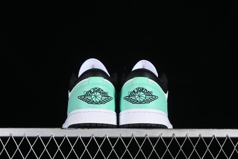 Nike Air Jordan 1 Low Retro Basketball Shoes in Mint Green and Black - 553558-131