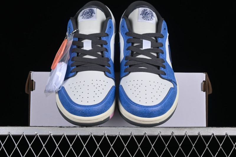 Nike Air Jordan 1 Low Flight Vintage Retro Sneakers in White and Blue - FV8439-104