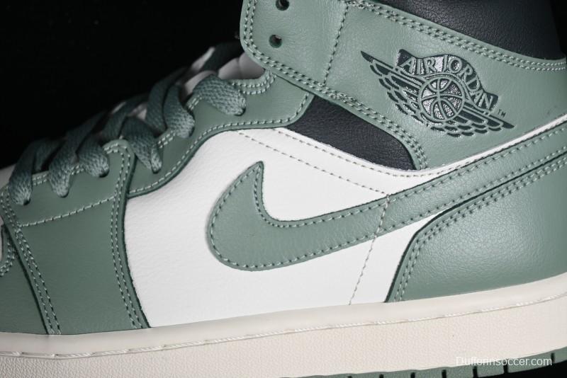 Nike Air Jordan 1 Mid AJ1 Basketball Shoes in Fresh Warm Green - BQ6472-130