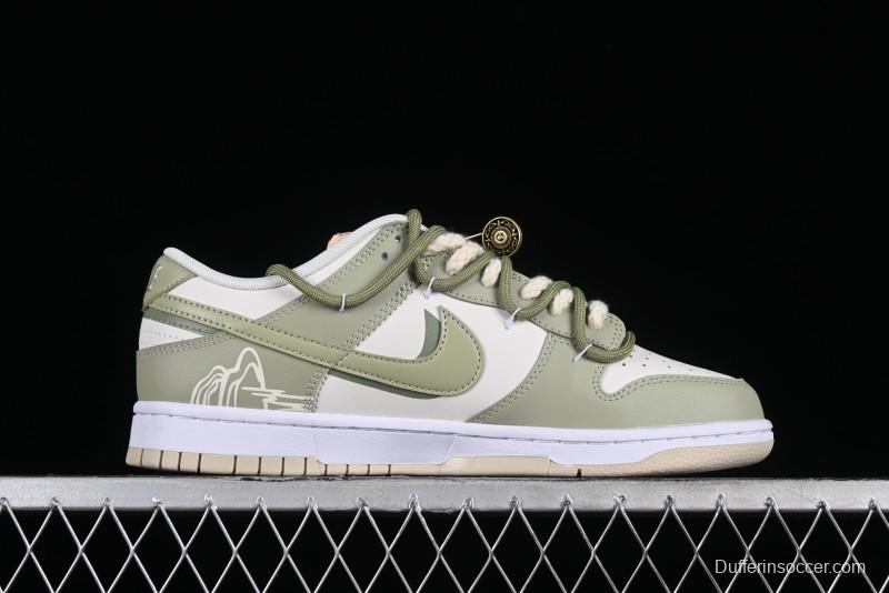 Nike Dunk Low SB Casual Sneakers with Deconstructed Laces and Dragon Well Tea-Inspired Design - DV0831-003