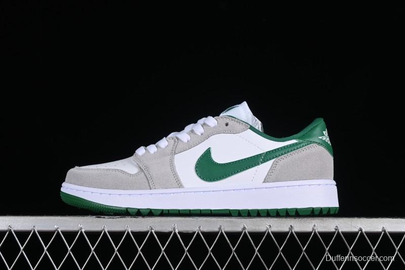 Nike Air Jordan 1 Low Golf Shoes Grey White Green - DD9315-112