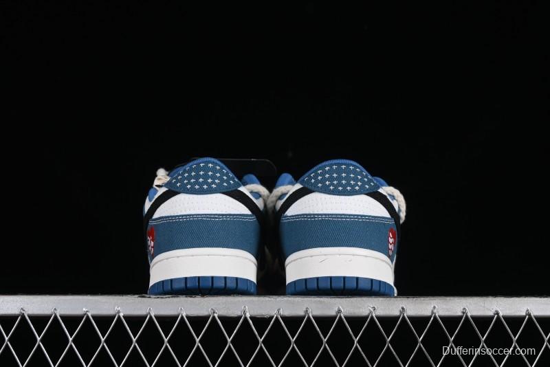 Nike Dunk Low Retro High Street Style Sashiko Stitch Hemp Rope Deconstructed SB Lace-Up Low-Top Casual Sneakers - DV0834-101