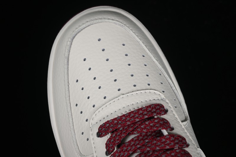 Nike Air Force 1 '07 Low "NIKE" Triple Swoosh Series White Wine Red Classic Casual Sneakers - TV2306-258