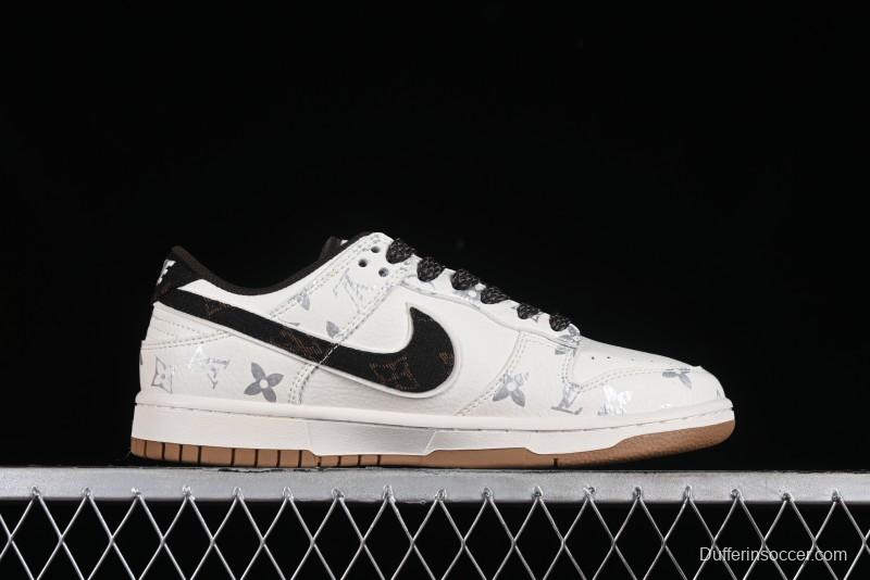 Nike Dunk Low LV Louis Vuitton - Beige Black Denim Anniversary High-End Custom Sneakers - DQ1098-341
