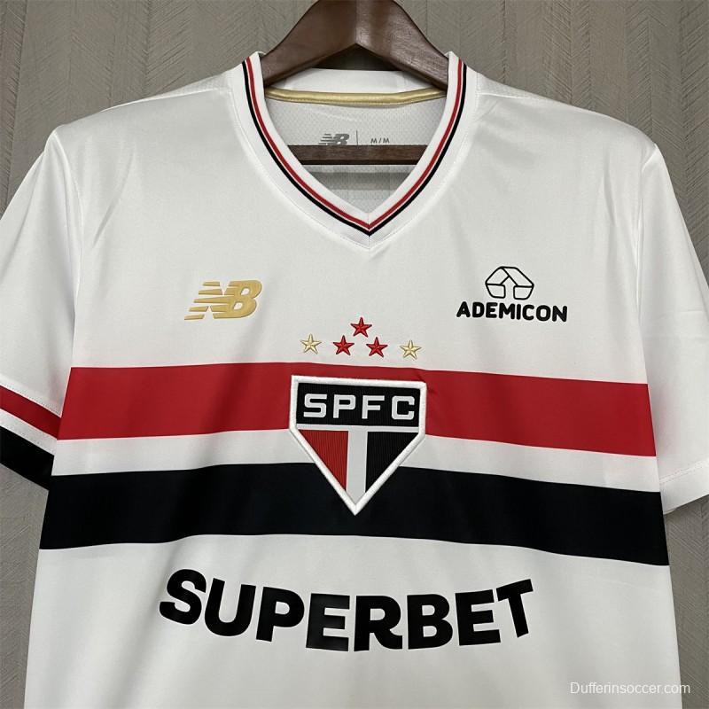 25/26 São Paulo Home Jersey With Chest Sponsor
