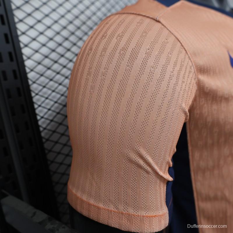 Player Version 25/26 FC Barcelona Pink 125Th Anniversary Jersey with Spotify Sponsor and Navy Blue Accents