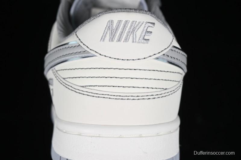 Nike SB Dunk Low OFF-WHITE Collaboration - Light Beige Grey Check Anniversary High-End Custom Low-Top Casual Sneakers - DJ2024-001
