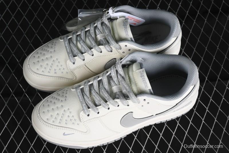 Nike SB Dunk Low Supreme Collaboration - Beige Canvas Anniversary High-End Custom Low-Top Casual Skate Shoes - BB6698-514