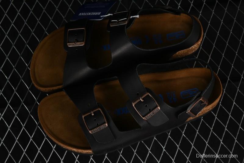 Birkenstock Birkenstock Sandals Series Black Leather with Soft Cushioning Cork Midsole - T.D4