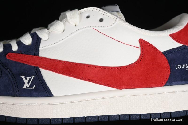 Nike Travis Scott x Fragment Design x Jordan Air Jordan 1 Low OG SP AJ1 LV Blue Red Low-top Casual Sneakers - YQ2088-670