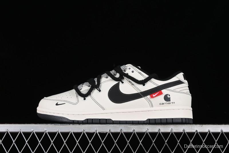 Nike SB Dunk Low Carhartt Collaboration - Strap Black Hook Anniversary High-End Custom Low-Top Casual Skate Shoes - SJ2068-265