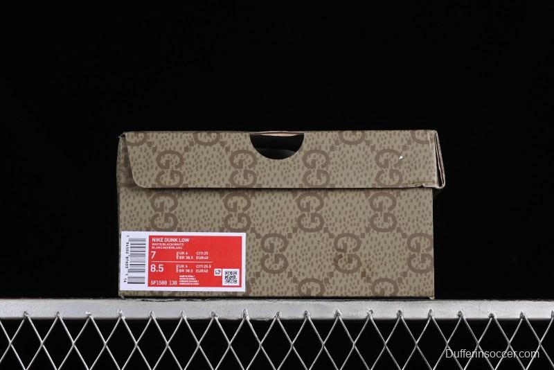 Nike SB Dunk Low Gucci Collaboration - Double G Embroidery Black Swoosh Anniversary Custom Low-Top Casual Skate Shoes - SF1588-136