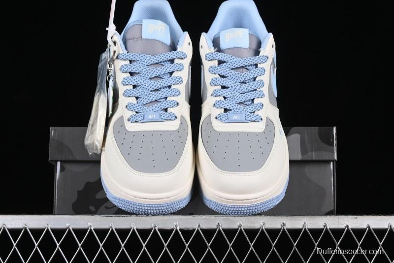 Nike Air Force 1 '07 Low Bape Collaboration - Light Grey Blue Casual Sneakers BB9599-204