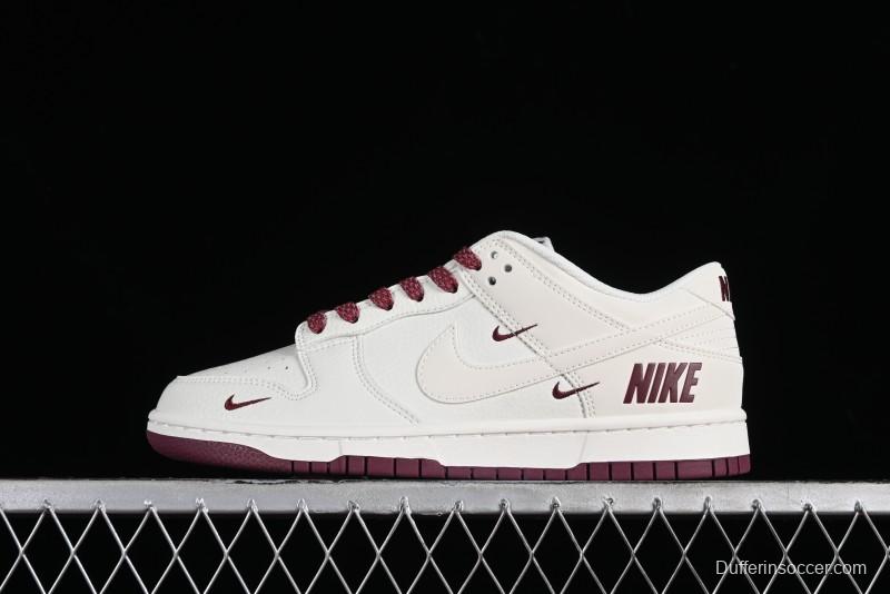 Nike SB Dunk Low Collaboration Three Swooshes Rice Wine Red Color Low-Top Casual Skateboarding Shoes - NK5639-322