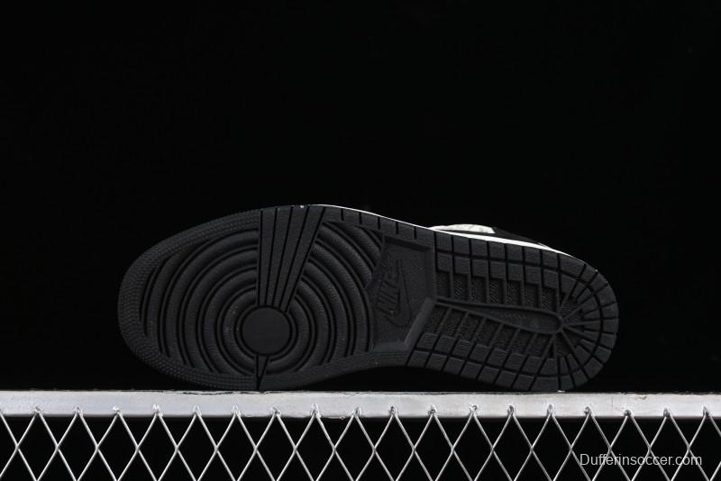 Nike Travis Scott x Fragment Design x Jordan Air Jordan 1 Low OG SP AJ1 LV Grey Black Pig Print Low-top Casual Sneakers - SJ2068-101