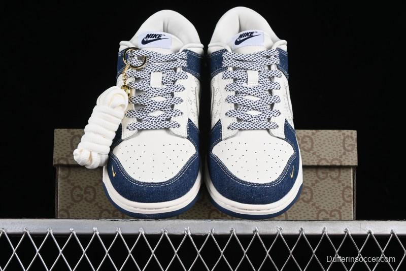 Nike SB Dunk Low Gucci Collaboration - Denim with Light Blue Swoosh Anniversary High-End Custom Low-Top Casual Sneakers - FC1688-141