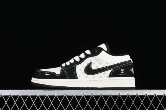 Nike Air Jordan 1 Low LV Collaboration - Black Warrior Custom High-End Basketball Shoes - SJ9950-007