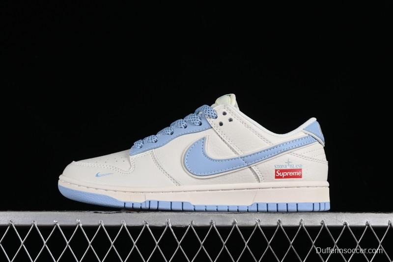Nike Supreme x SB Dunk Low Stone Island Collaboration - Azure Starry Sky Anniversary High-End Custom Low-Top Casual Sneakers - BB9866-001