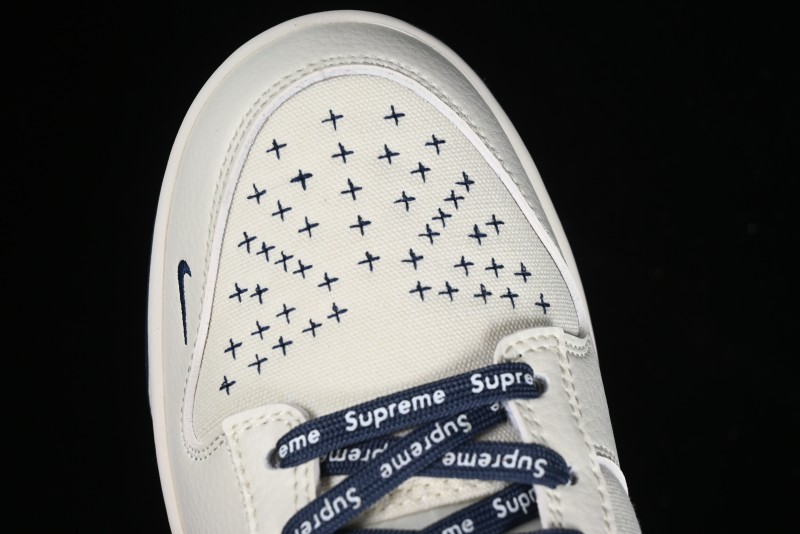 Nike SB Dunk Low Supreme Collaboration - Dark Blue Canvas Anniversary High-End Custom Low-Top Casual Skate Shoes - BB6698-511