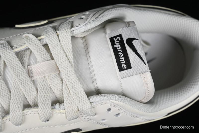 Nike SB Dunk Low Supreme Collaboration - Beige Black Mini Swoosh Anniversary High-End Custom Low-Top Casual Skate Shoes - DJ2024-006