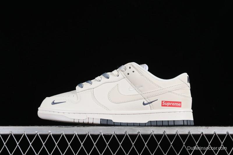 Nike SB Dunk Low Supreme Collaboration - Double Swoosh Anniversary Customized Low-Top Casual Sneakers - BB8675-105