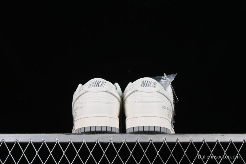 Nike SB Dunk Low LV Collaboration - Beige Silver Gray Anniversary High-End Custom Low-Top Casual Skate Shoes - BB8766-210