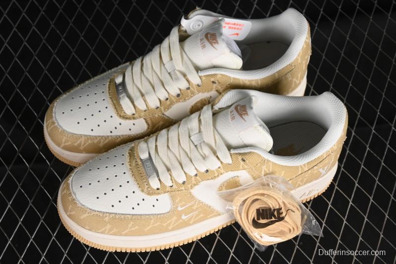 Nike Air Force 1 '07 Low LV Collaboration - Khaki Double Swoosh Low-Top Casual Sneakers - HD1968-027