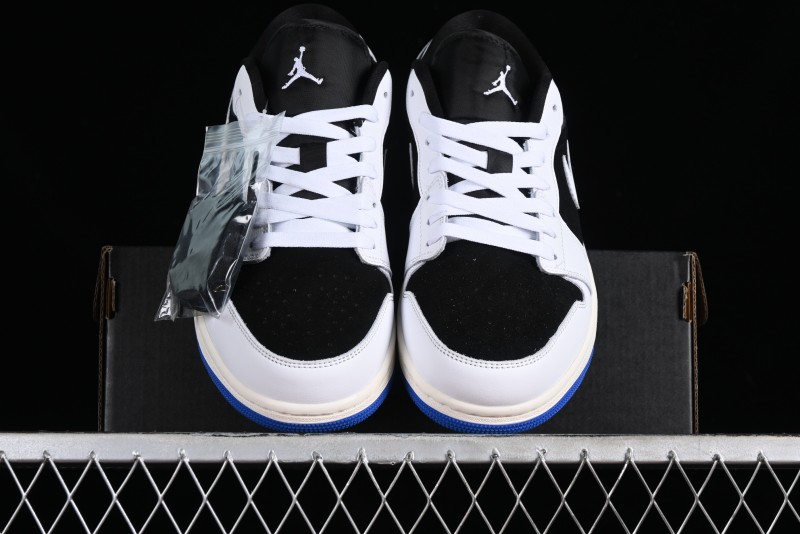 Nike Air Jordan 1 Low "Quai 54" Casual Sneakers in White Black Blue - HQ0764-001