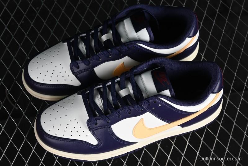 Nike Dunk Low Retro SB Skateboarding Shoes in Navy Blue with Purple Gold White Colorway - FV8106-181