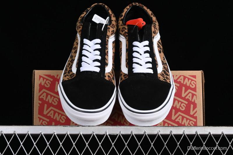 Vans Old Skool Classic Retro Low-Top Canvas Sneakers with Leopard Print and Slip-Resistant Sole - VN000CR5CJK