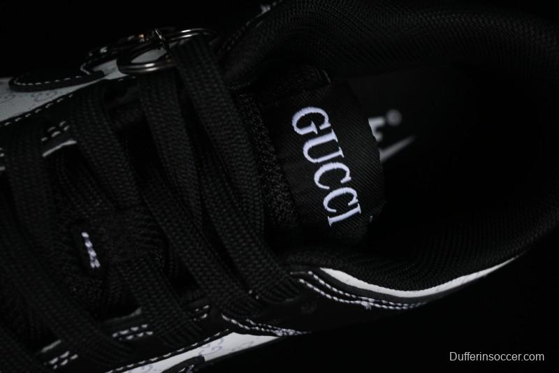 Nike SB Dunk Low Gucci Collaboration - Double G Embroidery Black Swoosh Anniversary Custom Low-Top Casual Skate Shoes - SF1588-136
