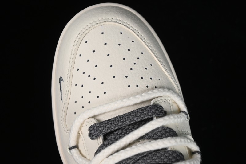 Stussy x Nike Dunk Low SB Sneakers in Off-White and Gray with Stussy S Titanium Accessory - SJ2068-275