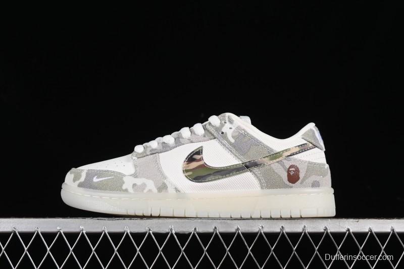 Nike SB Dunk Low Bape Collaboration - Crystal Camouflage Anniversary Custom Low-Top Casual Skate Shoes - JH8040-941